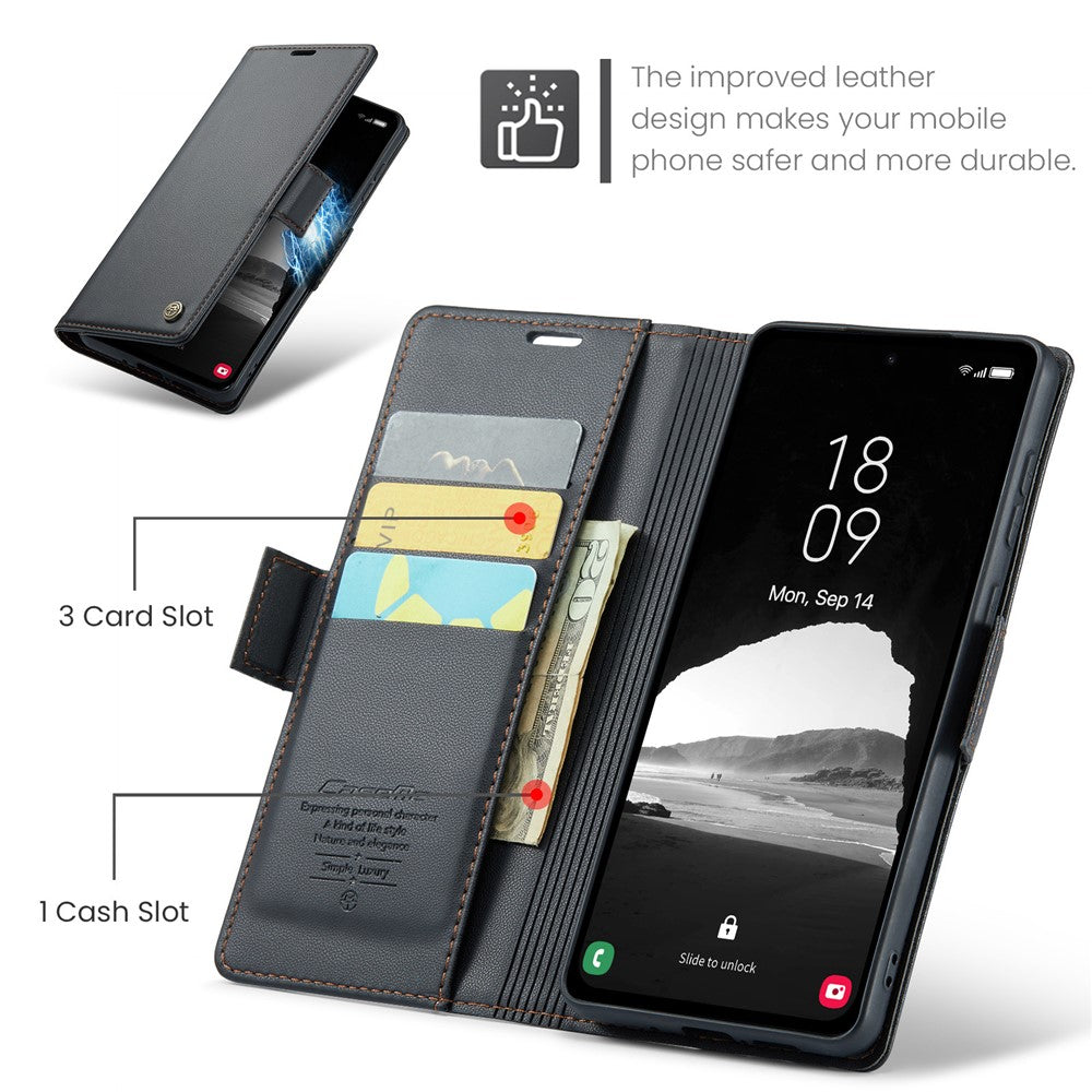 Galaxy A35 5G Glänzende Wallet-Hülle – RFID-Schutz & Ständer