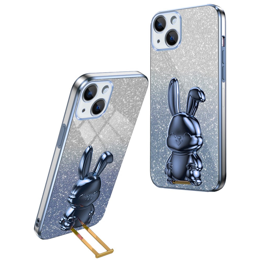 iPhone 15 Stoßfeste Kaninchen-Hülle mit Ständer