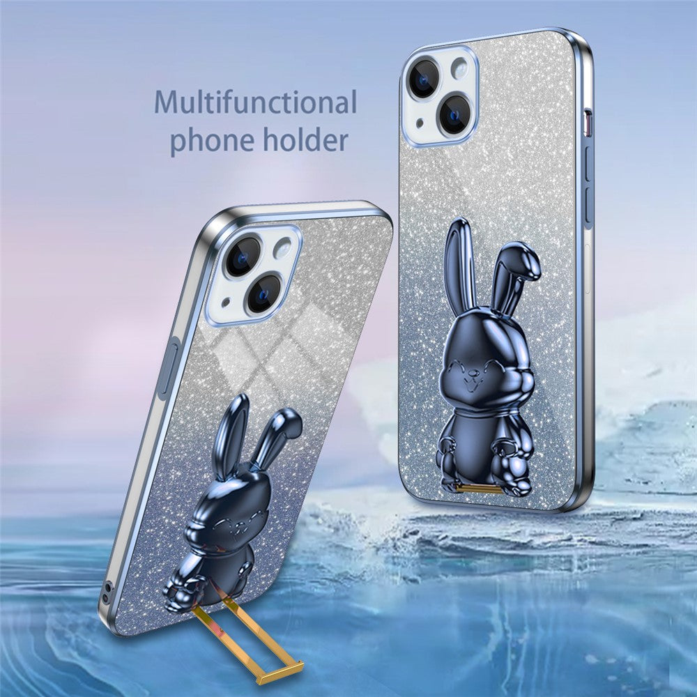iPhone 15 Stoßfeste Kaninchen-Hülle mit Ständer