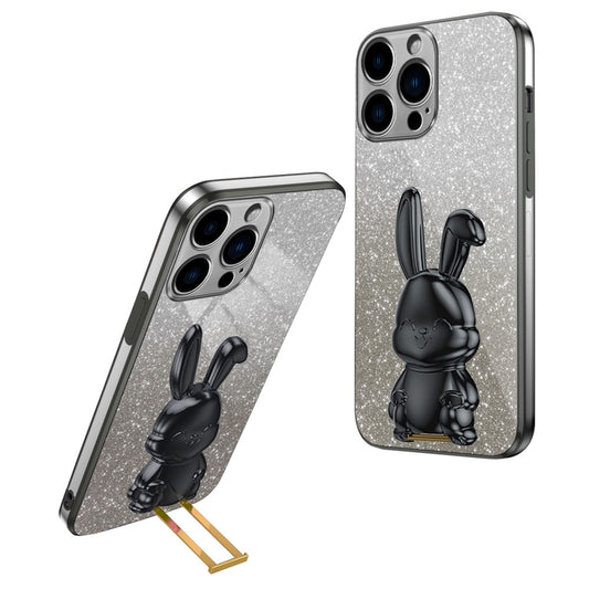iPhone 14 Pro Max Stoßfeste Kaninchen-Hülle mit Ständer