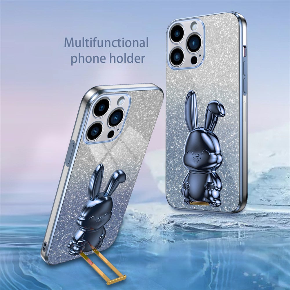 iPhone 15 Pro Stoßfeste Kaninchen-Hülle mit Ständer