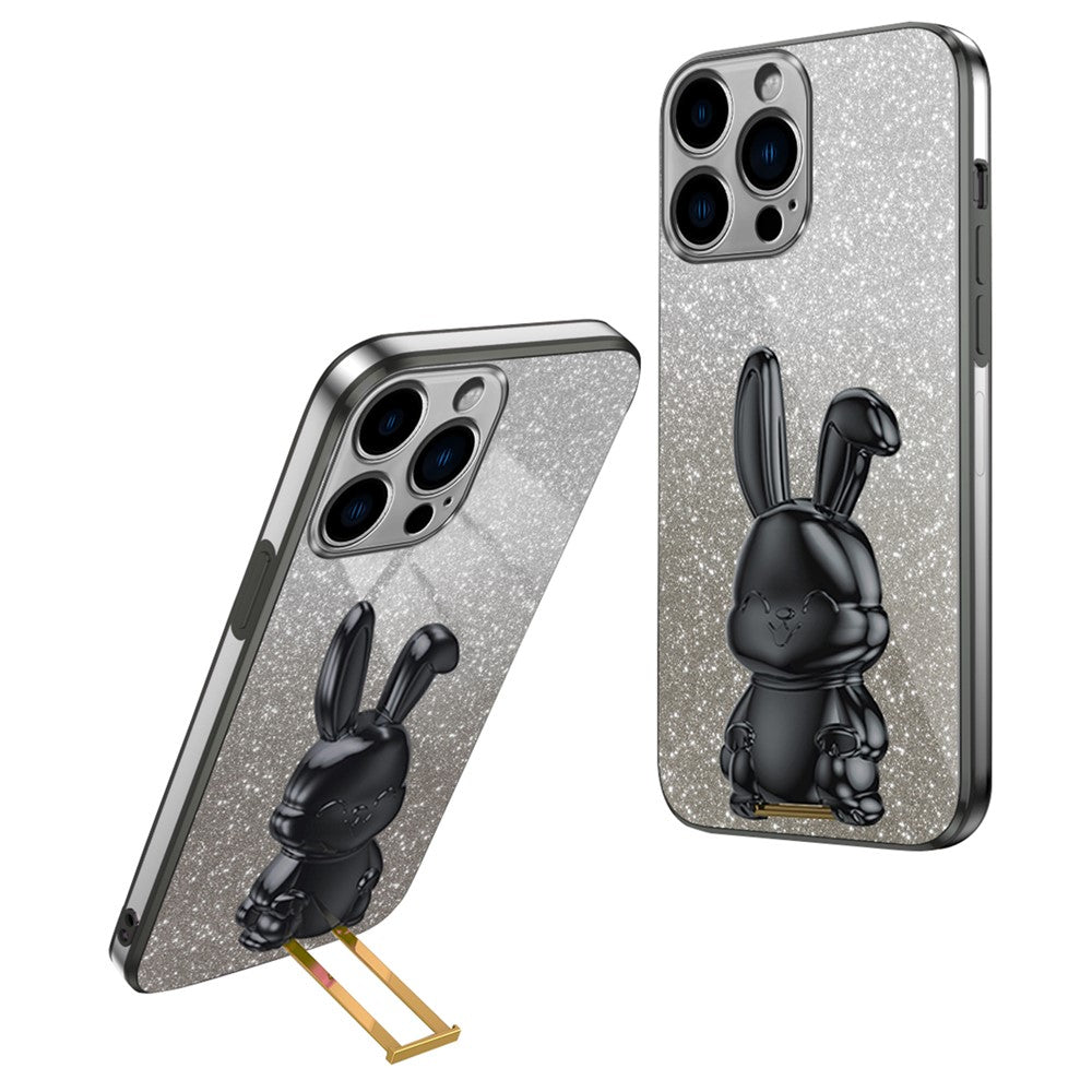 iPhone 15 Pro Stoßfeste Kaninchen-Hülle mit Ständer