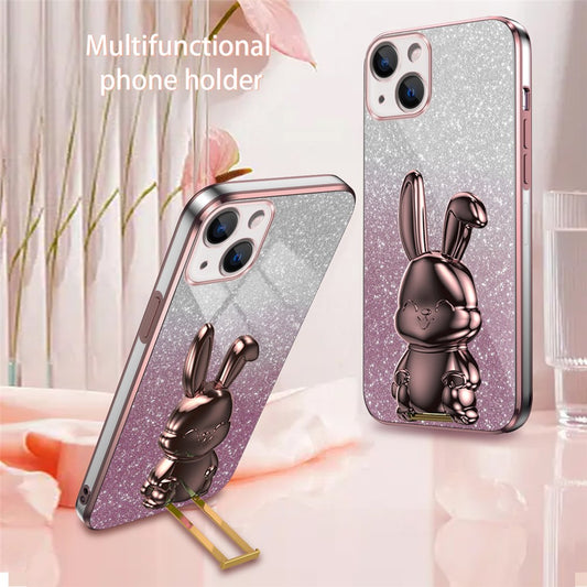 iPhone 13 mini Stoßfeste Kaninchen-Hülle mit Ständer