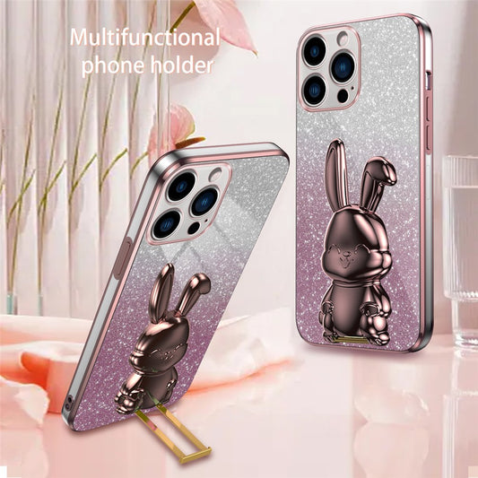 iPhone 14 Pro Stoßfeste Kaninchen-Hülle mit Ständer