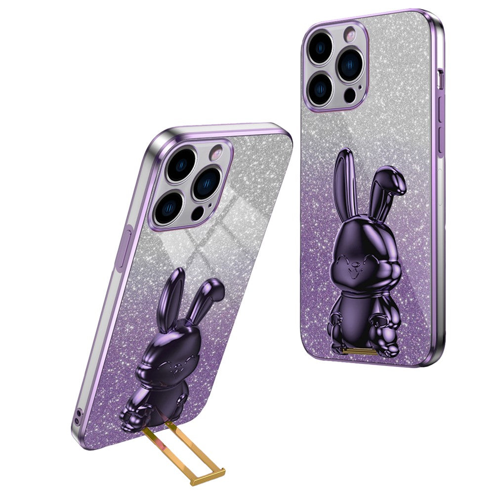 iPhone 15 Pro Max Stoßfeste Kaninchen-Hülle mit Ständer