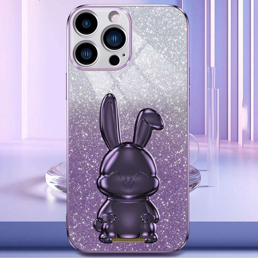 iPhone 15 Pro Max Stoßfeste Kaninchen-Hülle mit Ständer