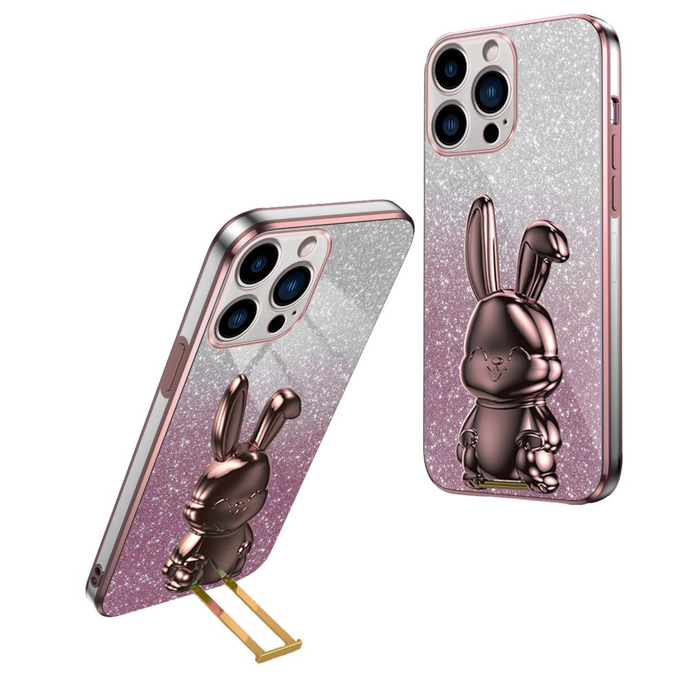 iPhone 15 Pro Max Stoßfeste Kaninchen-Hülle mit Ständer