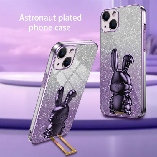 iPhone 15 Plus Stoßfeste Kaninchen-Hülle mit Ständer