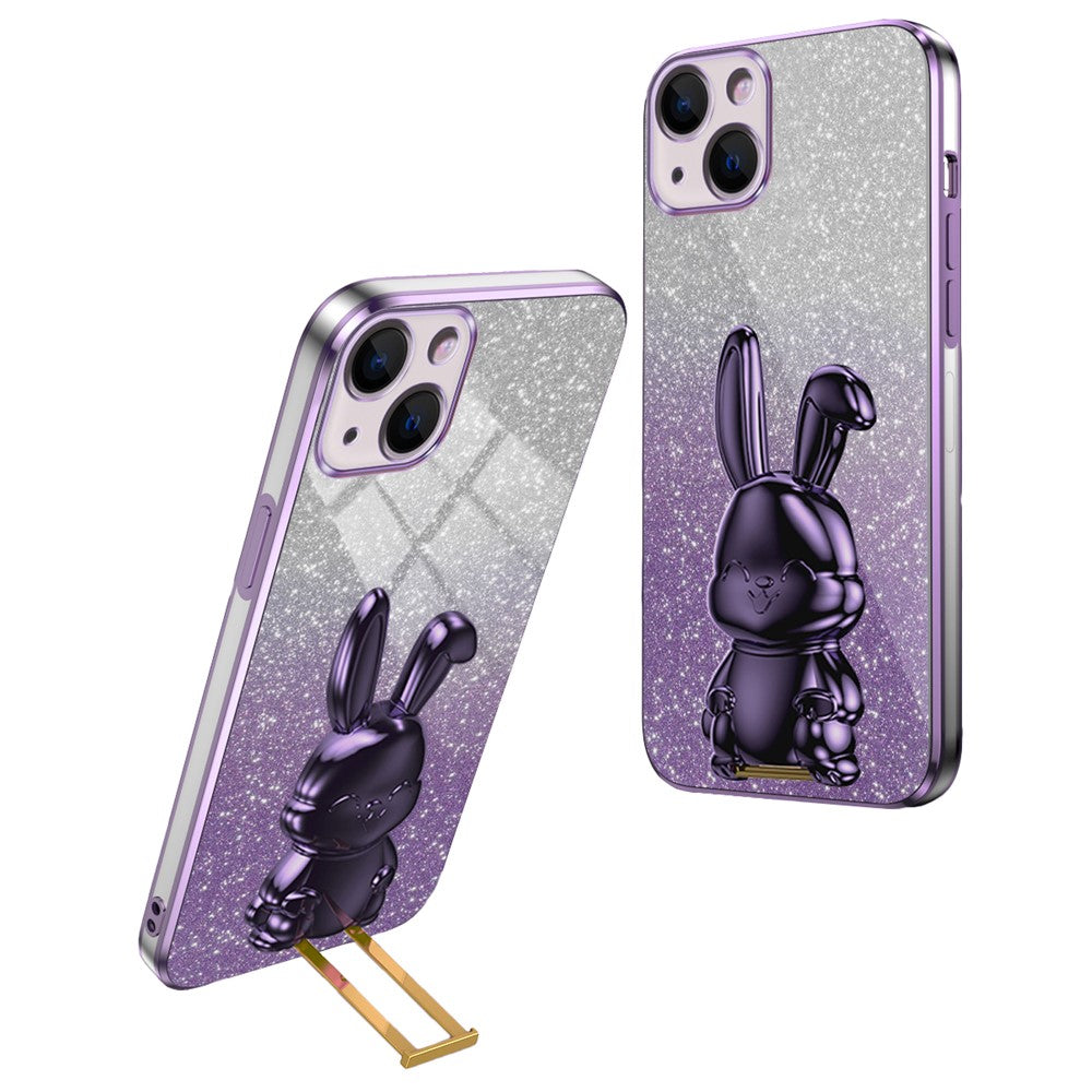 iPhone 14 Plus Stoßfeste Kaninchen-Hülle mit Ständer