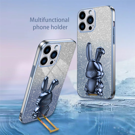 iPhone 13 Pro Max Stoßfeste Kaninchen-Hülle mit Ständer