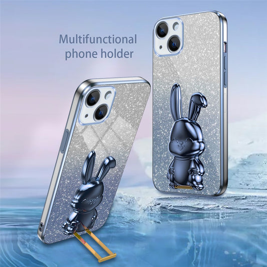 iPhone 14 Stoßfeste Kaninchen-Hülle mit Ständer