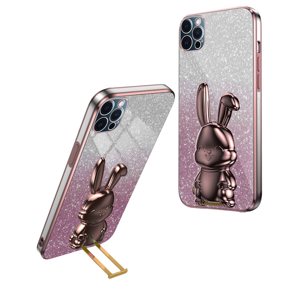 iPhone 12 Pro Stoßfeste Kaninchen-Hülle mit Ständer