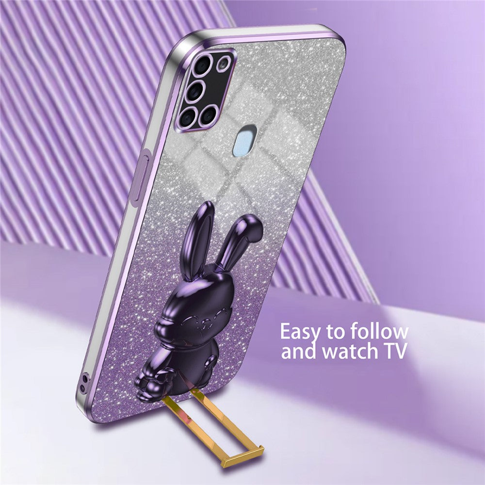Galaxy A21s Stoßfeste Kaninchen-Hülle mit Ständer