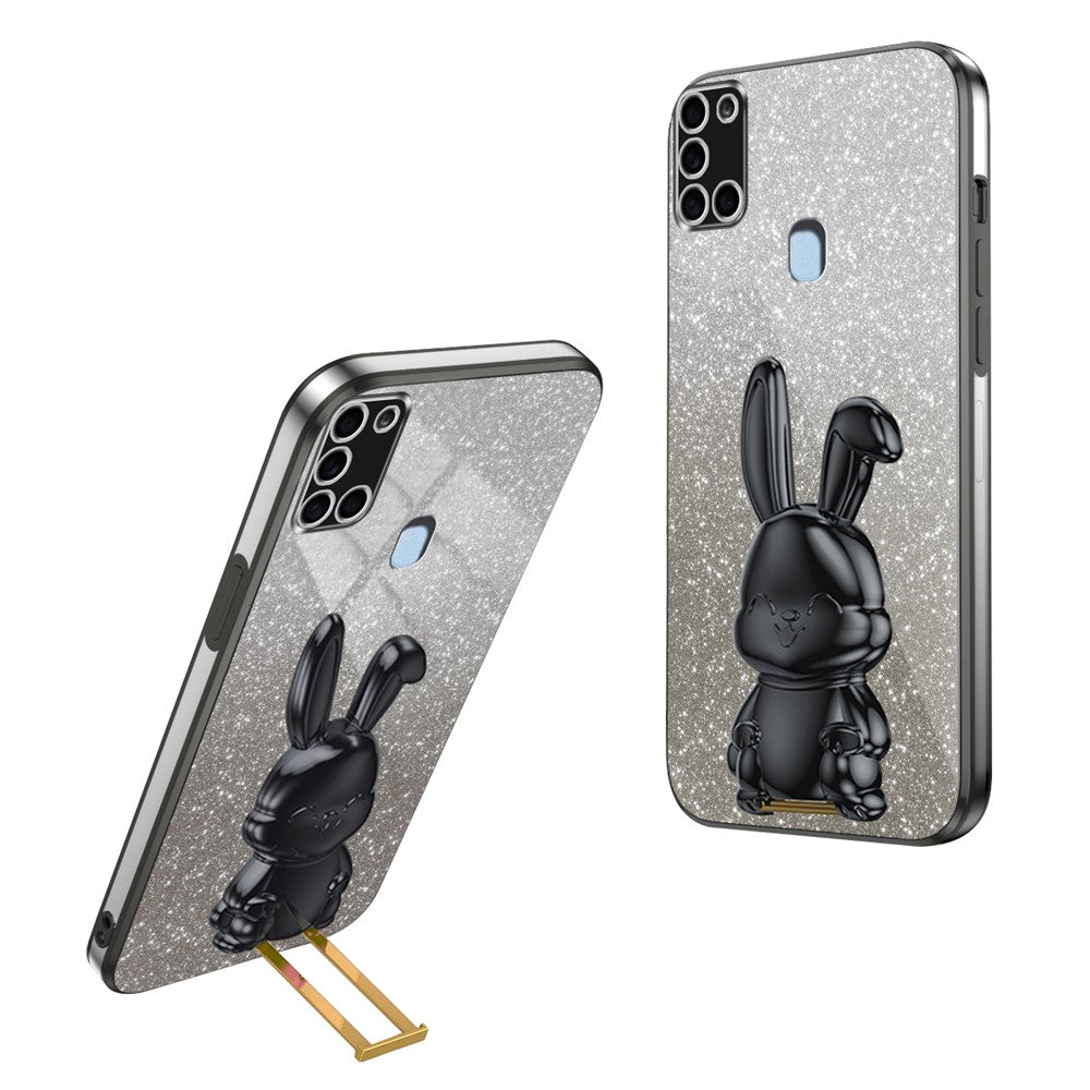 Galaxy A21s Stoßfeste Kaninchen-Hülle mit Ständer