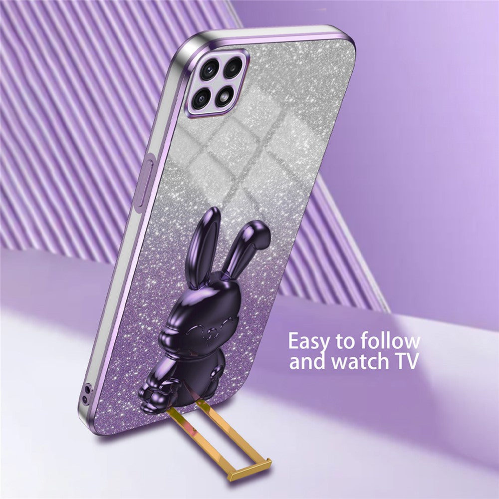 Galaxy A22 5G Stoßfeste Kaninchen-Hülle mit Ständer