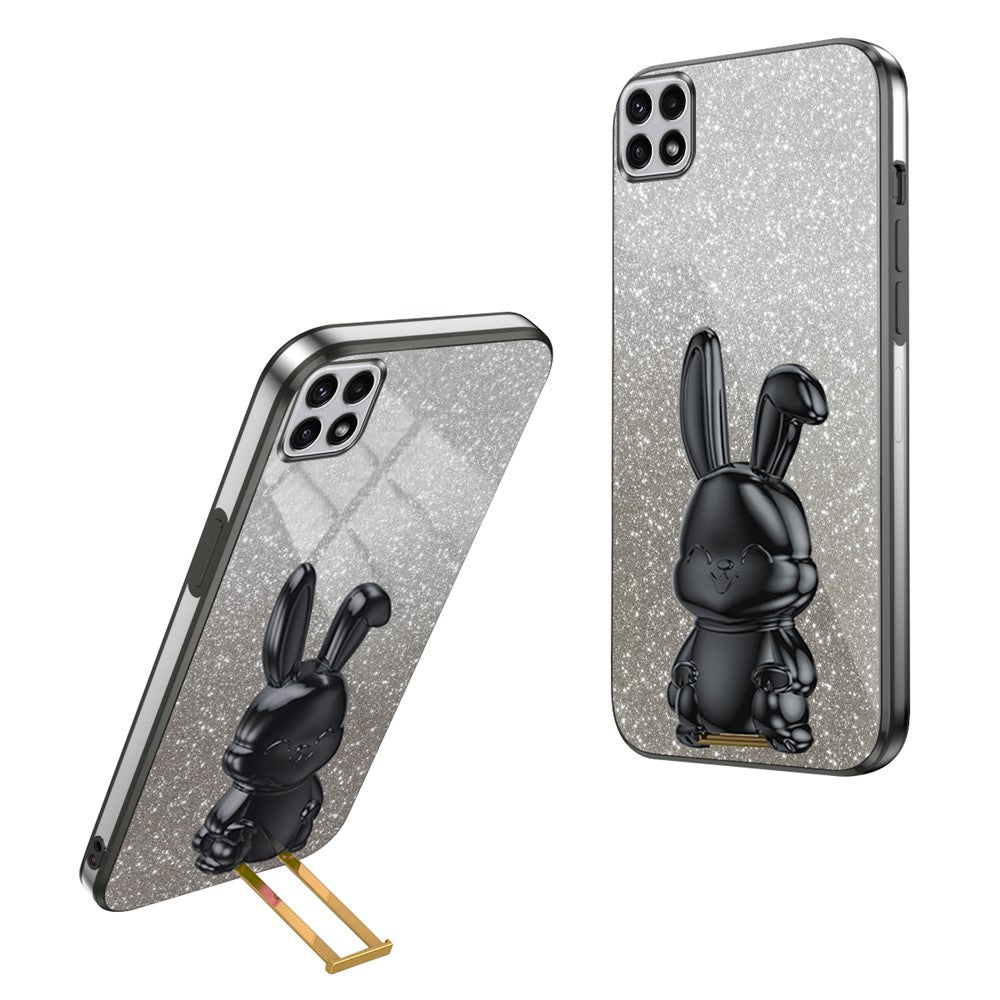 Galaxy A22 5G Stoßfeste Kaninchen-Hülle mit Ständer