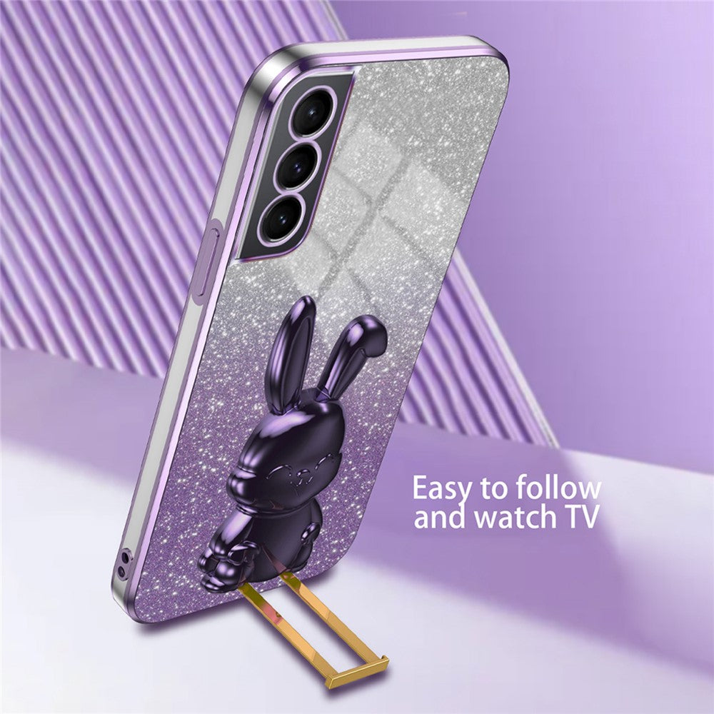 Galaxy S21 FE 5G Stoßfeste Kaninchen-Hülle mit Ständer