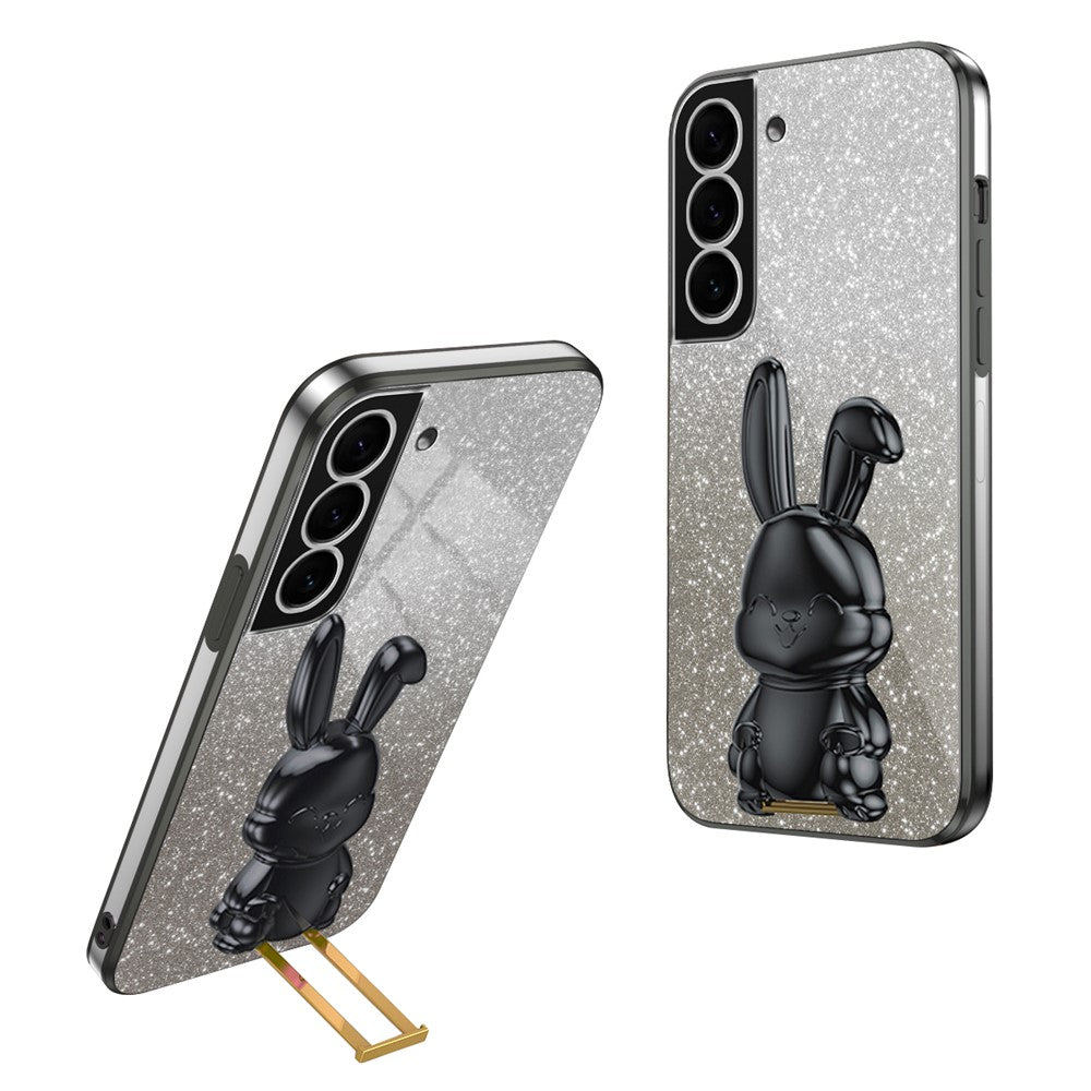 Galaxy S22 5G Stoßfeste Kaninchen-Hülle mit Ständer