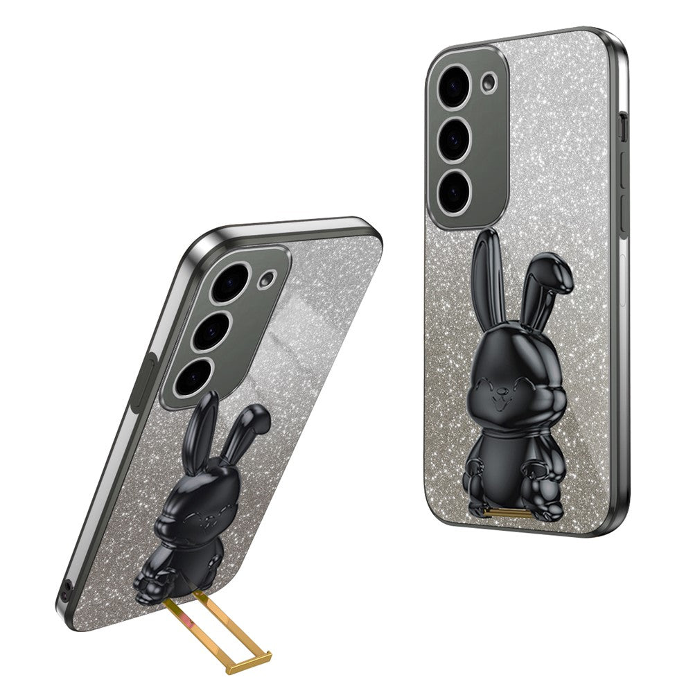 Galaxy S23 Stoßfeste Kaninchen-Hülle mit Ständer
