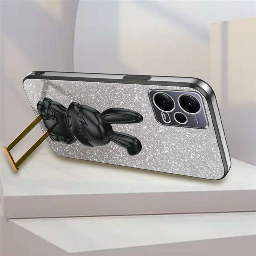For Xiaomi Redmi Note 12 5G (Global) Phone Case Cute Rabbit Pull-out Kickstand Shockproof PC+TPU Cover