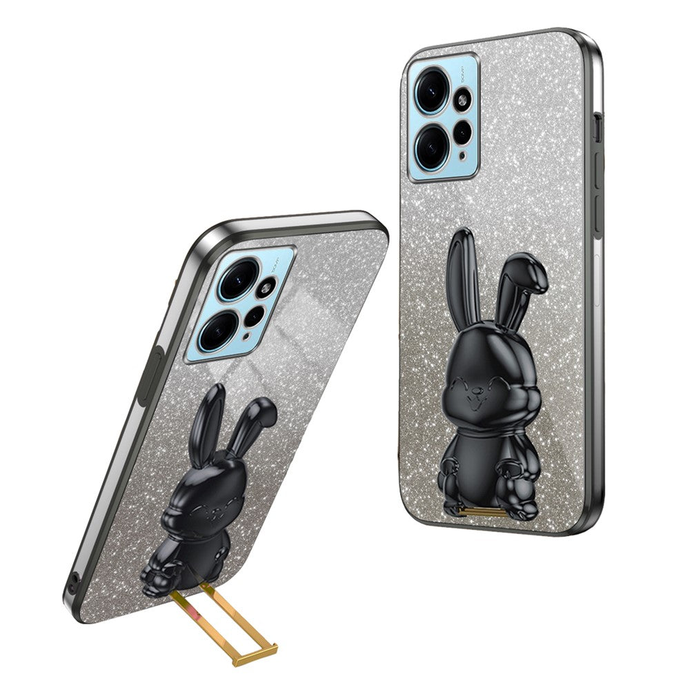 For Xiaomi Redmi Note 12 4G Case Cute Rabbit Anti-shock Phone Cover with Pull-out Kickstand