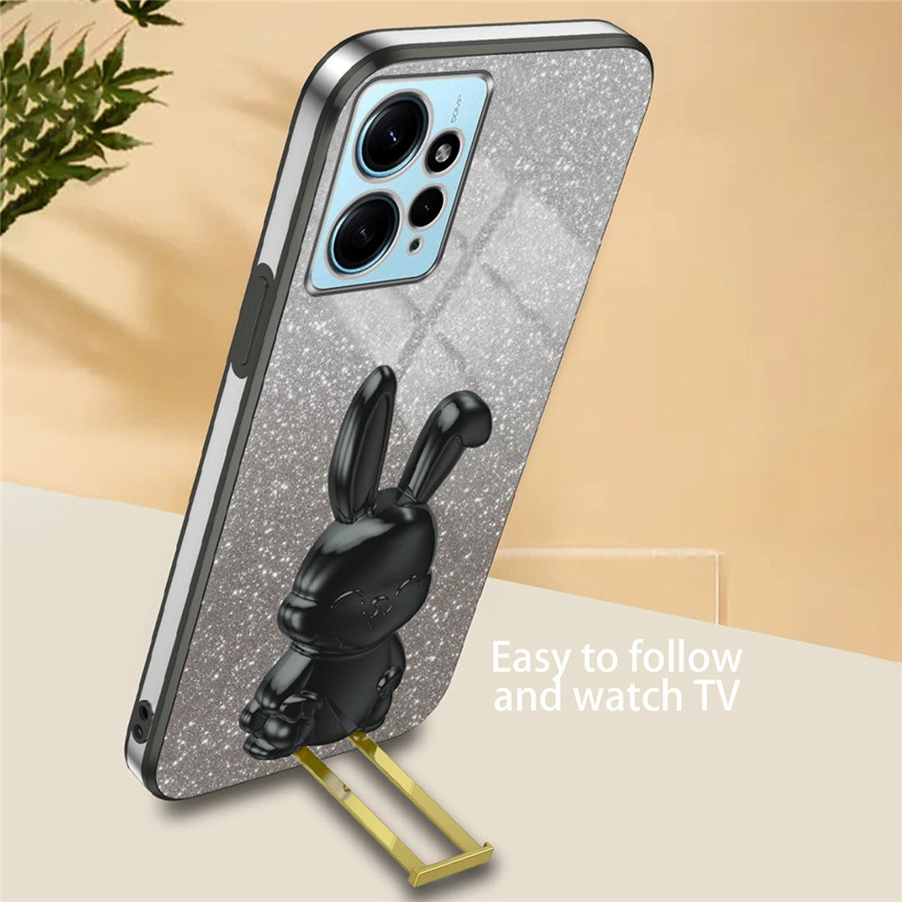 For Xiaomi Redmi Note 12 4G Case Cute Rabbit Anti-shock Phone Cover with Pull-out Kickstand