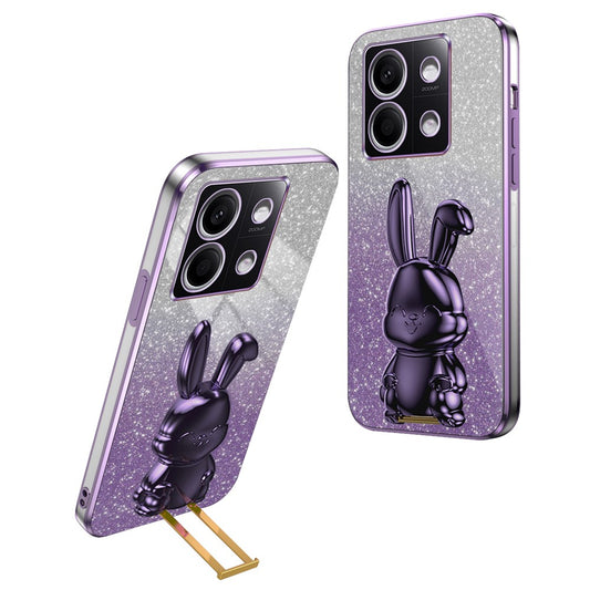 Xiaomi Redmi Note 13 5G Handyhülle – mit Glitzer-Cartoon-Kaninchen, Anti-Fall- mit ausziehbarem Ständer