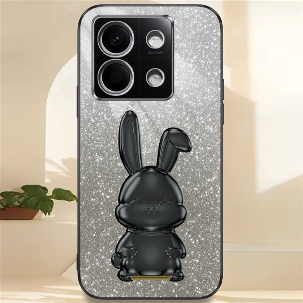 For Xiaomi Redmi Note 13 5G Case Glitter Cartoon Rabbit Anti-fall Phone Cover with Pull-out Kickstand