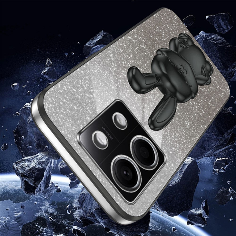 For Xiaomi Redmi Note 13 5G Case Glitter Cartoon Rabbit Anti-fall Phone Cover with Pull-out Kickstand