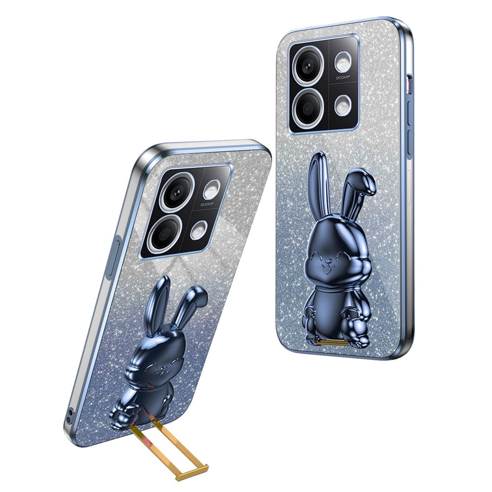 For Xiaomi Redmi Note 13 4G Case Cute Rabbit Pull-out Kickstand PC+TPU Cellphone Cover