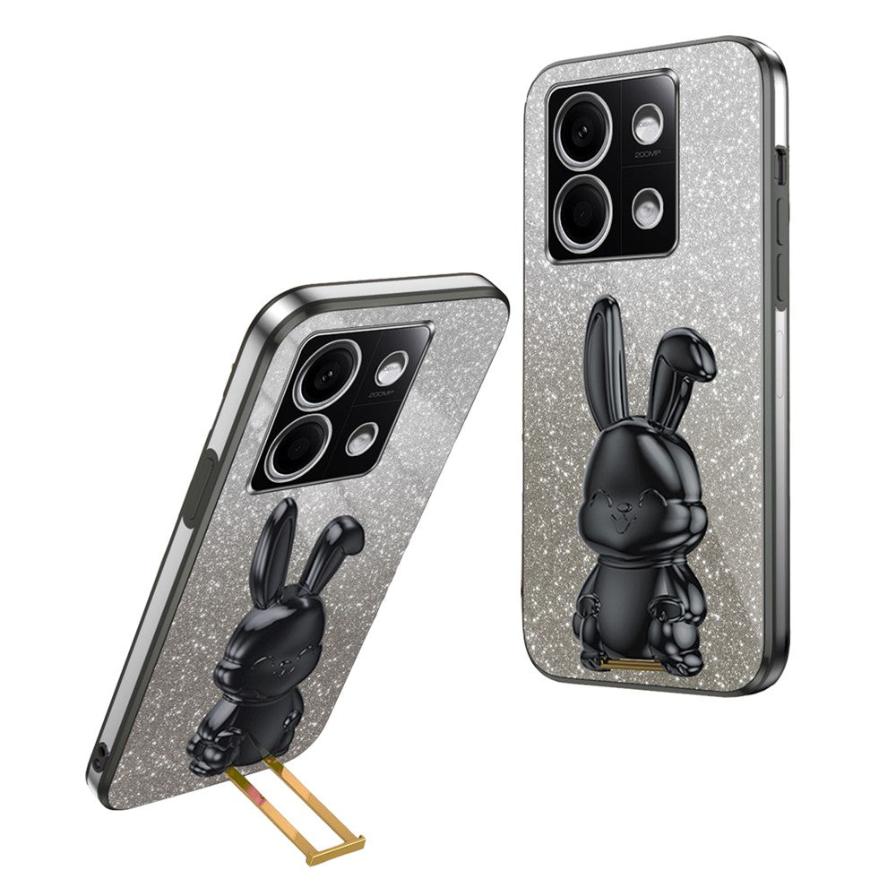 For Xiaomi Redmi Note 13 4G Case Cute Rabbit Pull-out Kickstand PC+TPU Cellphone Cover
