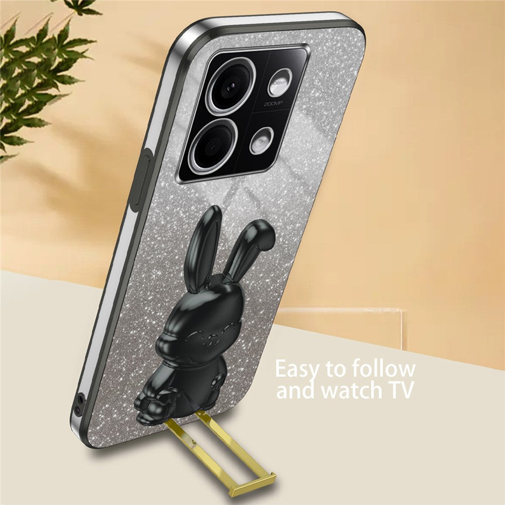 For Xiaomi Redmi Note 13 4G Case Cute Rabbit Pull-out Kickstand PC+TPU Cellphone Cover