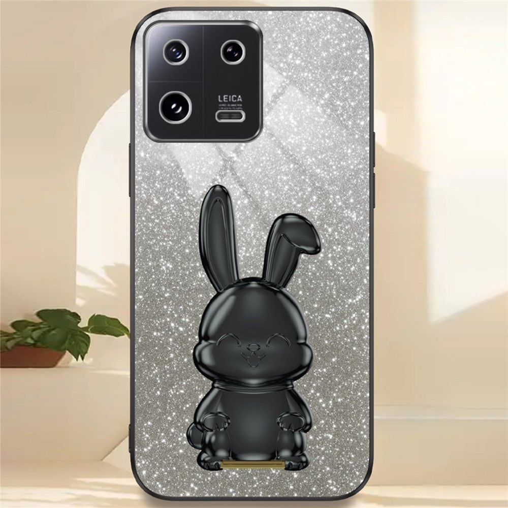 For Xiaomi 13 Cell Phone Case Fashion Glitter Pull-out Kickstand Anti-shock PC+TPU Cover