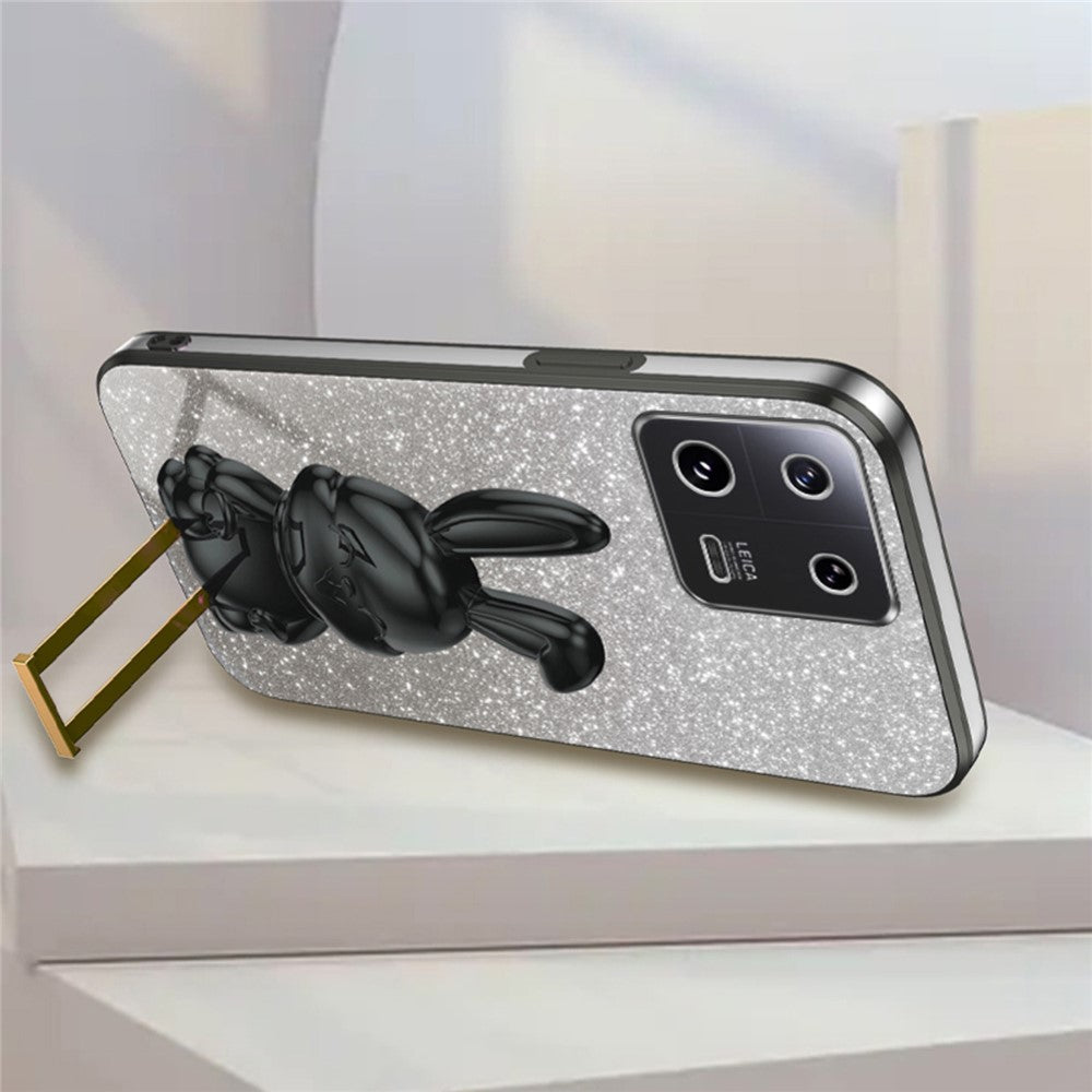 For Xiaomi 13 Cell Phone Case Fashion Glitter Pull-out Kickstand Anti-shock PC+TPU Cover