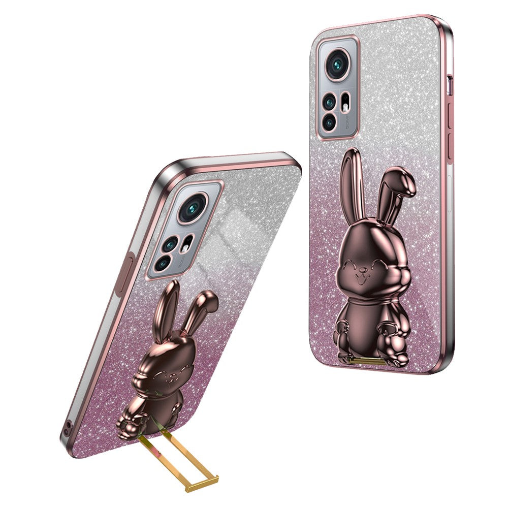 For Xiaomi 12 5G / 12X 5G / 12S 5G PC+TPU Back Shell Lovely Rabbit Cell Phone Kickstand Case