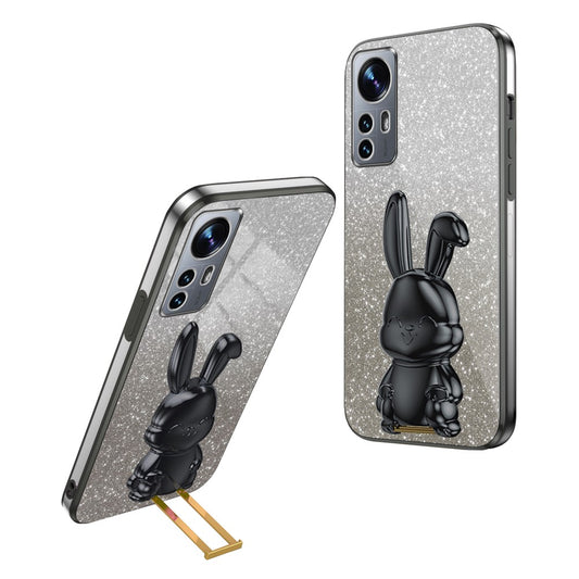 Xiaomi 12 Lite 5G Handyhülle – Anti-Fall PC+TPU Lovely Rabbit Handy- mit ausziehbarem Ständer