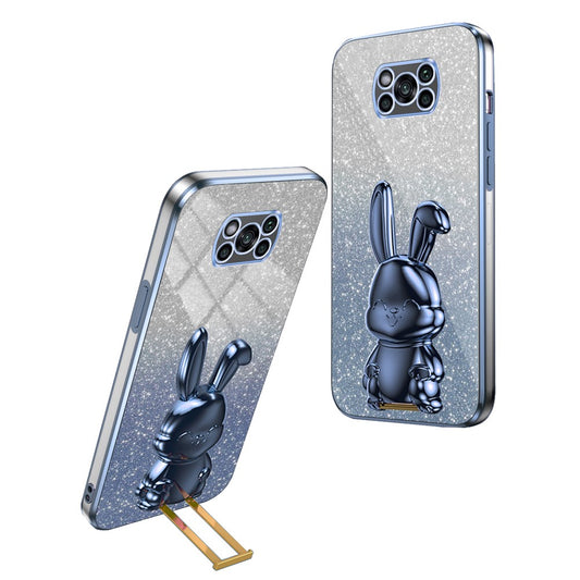 For Xiaomi Poco X3 / Poco X3 NFC Electroplating Cellphone Case Pull-out Kickstand PC+TPU Cover