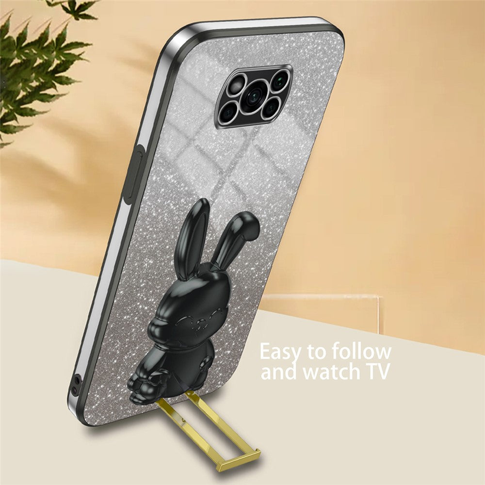 For Xiaomi Poco X3 / Poco X3 NFC Electroplating Cellphone Case Pull-out Kickstand PC+TPU Cover