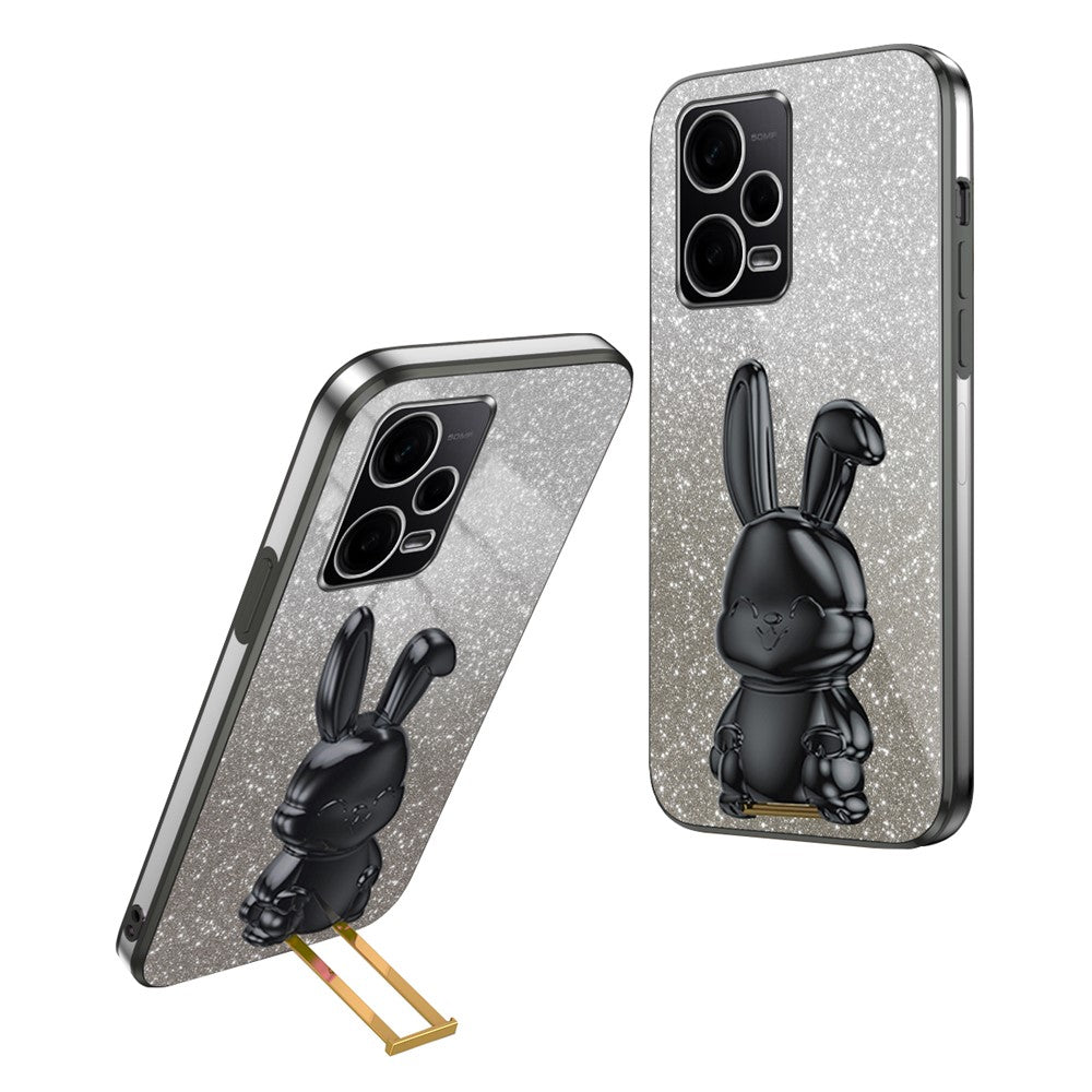 For Xiaomi Redmi Note 12 Pro 5G PC+TPU Electroplating Cellphone Case Support Kickstand Cover