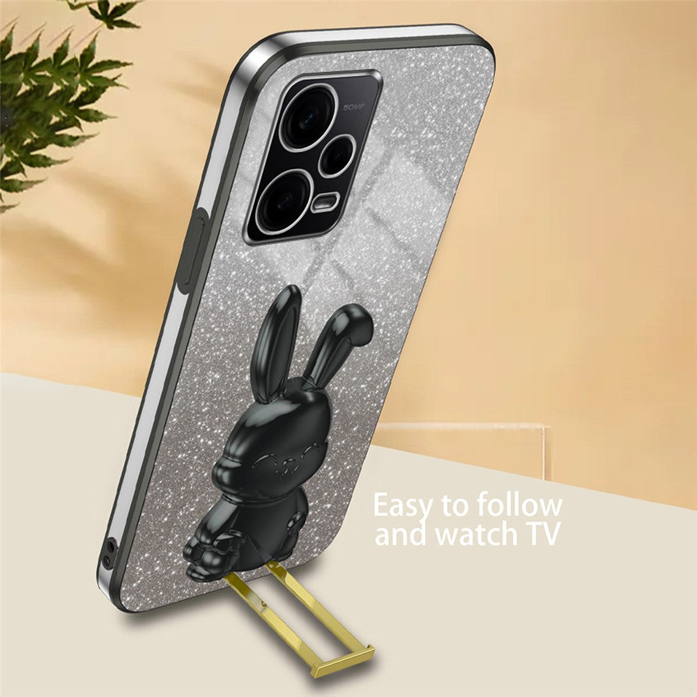 For Xiaomi Redmi Note 12 Pro 5G PC+TPU Electroplating Cellphone Case Support Kickstand Cover