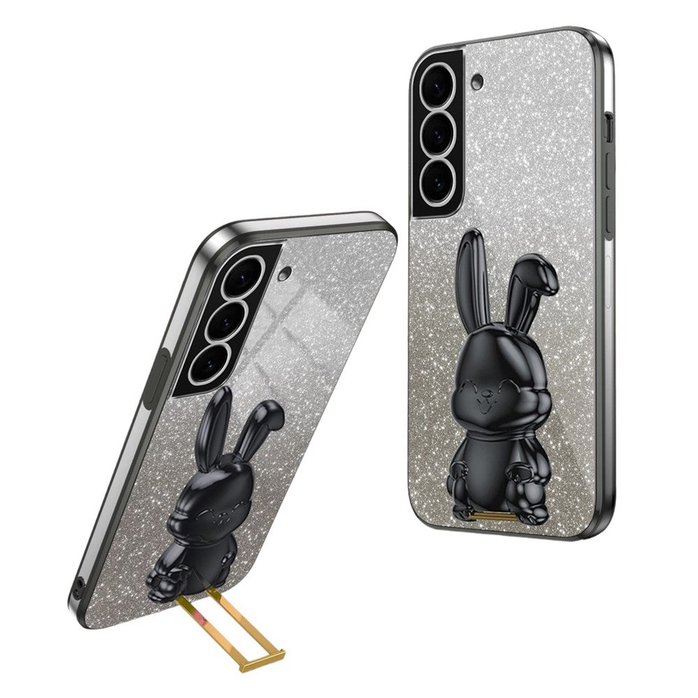 Galaxy S21 4G/5G Stoßfeste Kaninchen-Hülle mit Ständer