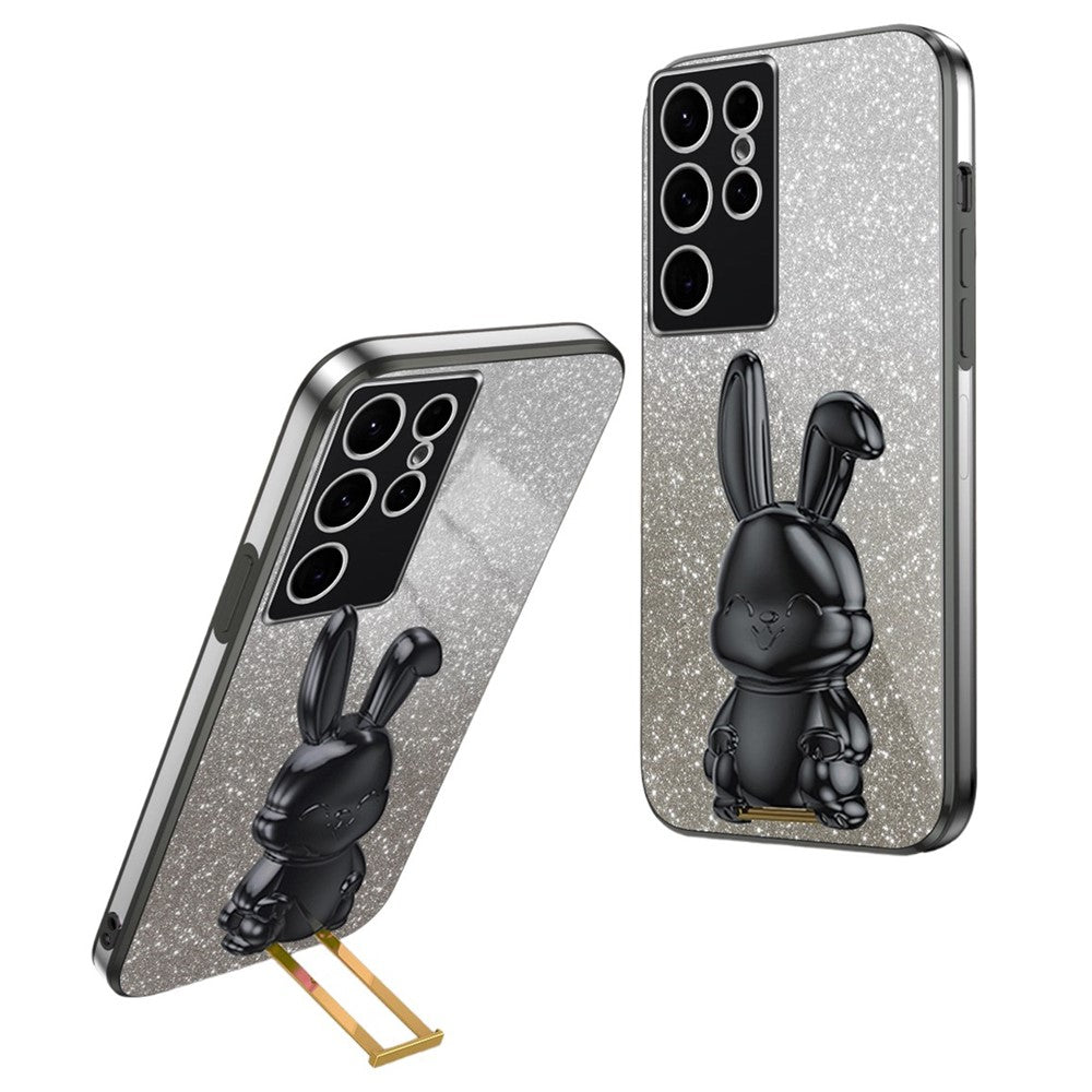 Galaxy S23 Ultra Stoßfeste Kaninchen-Hülle mit Ständer