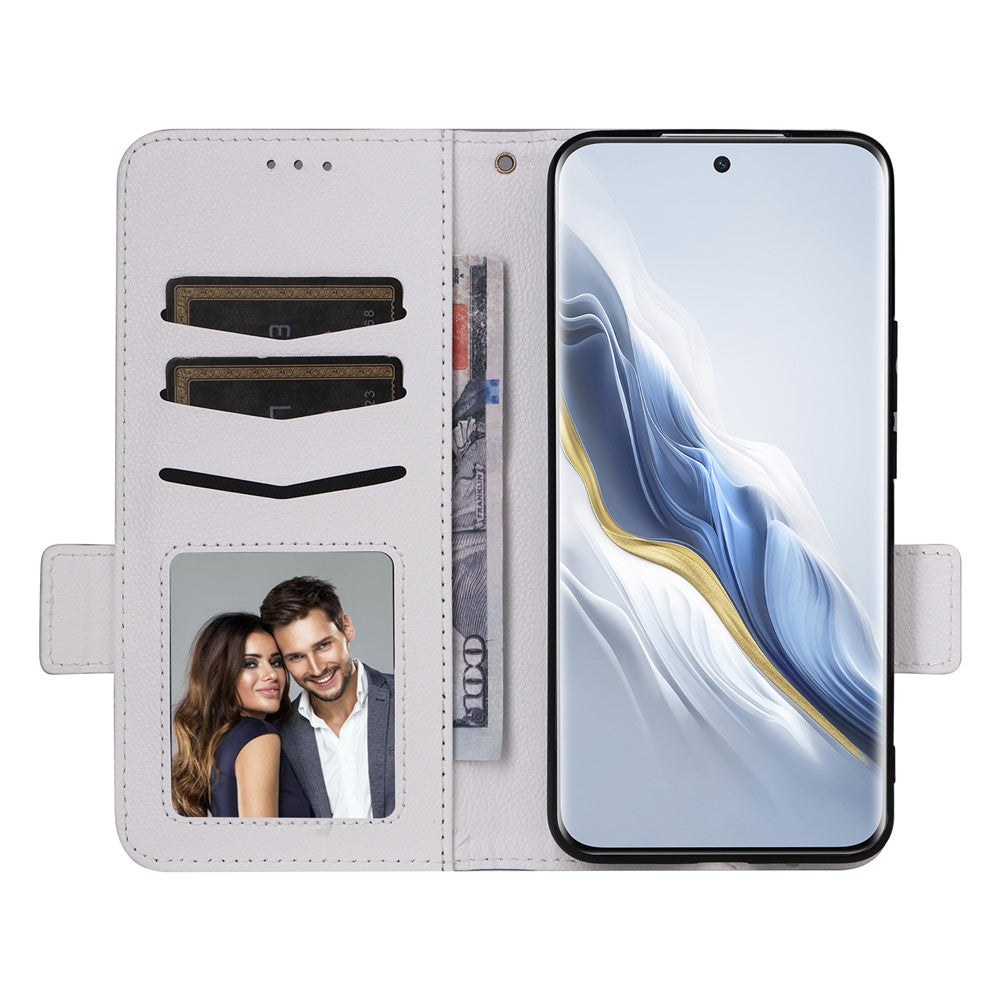 Honor Magic6 Pro 5G Wallet-Handyhülle – Mit Handschlaufe, Litschi-Textur, PU-Leder, Brieftasche