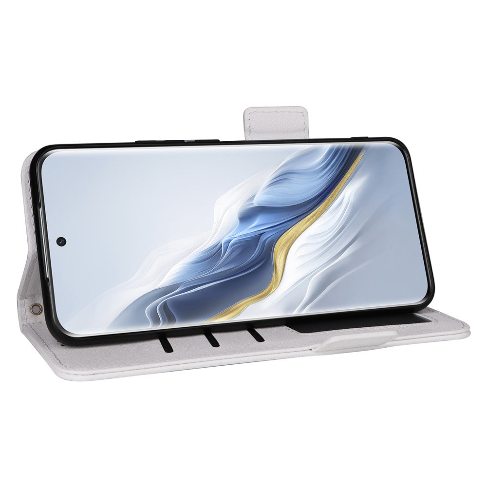 Honor Magic6 Pro 5G Wallet-Handyhülle – Mit Handschlaufe, Litschi-Textur, PU-Leder, Brieftasche
