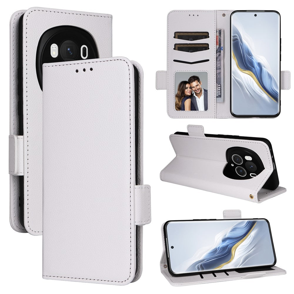 Honor Magic6 Pro 5G Wallet-Handyhülle – Mit Handschlaufe, Litschi-Textur, PU-Leder, Brieftasche