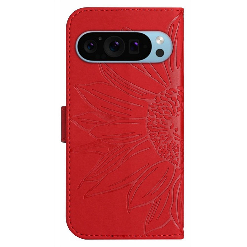 Pixel 9 Pro XL Wallet-Hülle – Sonnenblume aufgedruckt, mit Ständer & Riemen