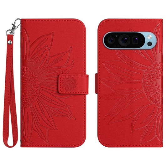 Pixel 9 / 9 Pro Wallet-Hülle – Sonnenblume aufgedruckt, mit Ständer & Riemen