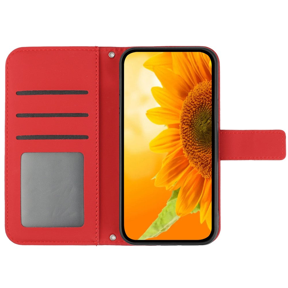 Pixel 9 / 9 Pro Wallet-Hülle – Sonnenblume aufgedruckt, mit Ständer & Riemen