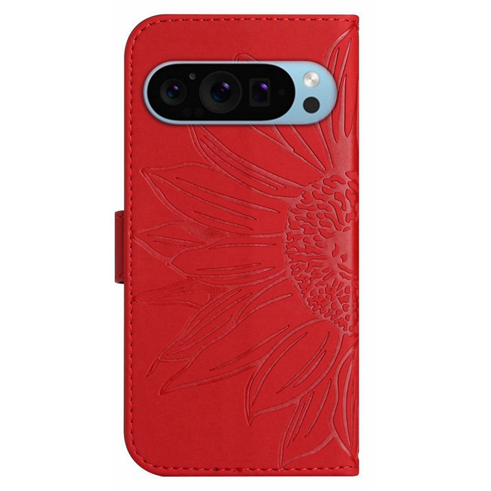 Pixel 9 / 9 Pro Wallet-Hülle – Sonnenblume aufgedruckt, mit Ständer & Riemen