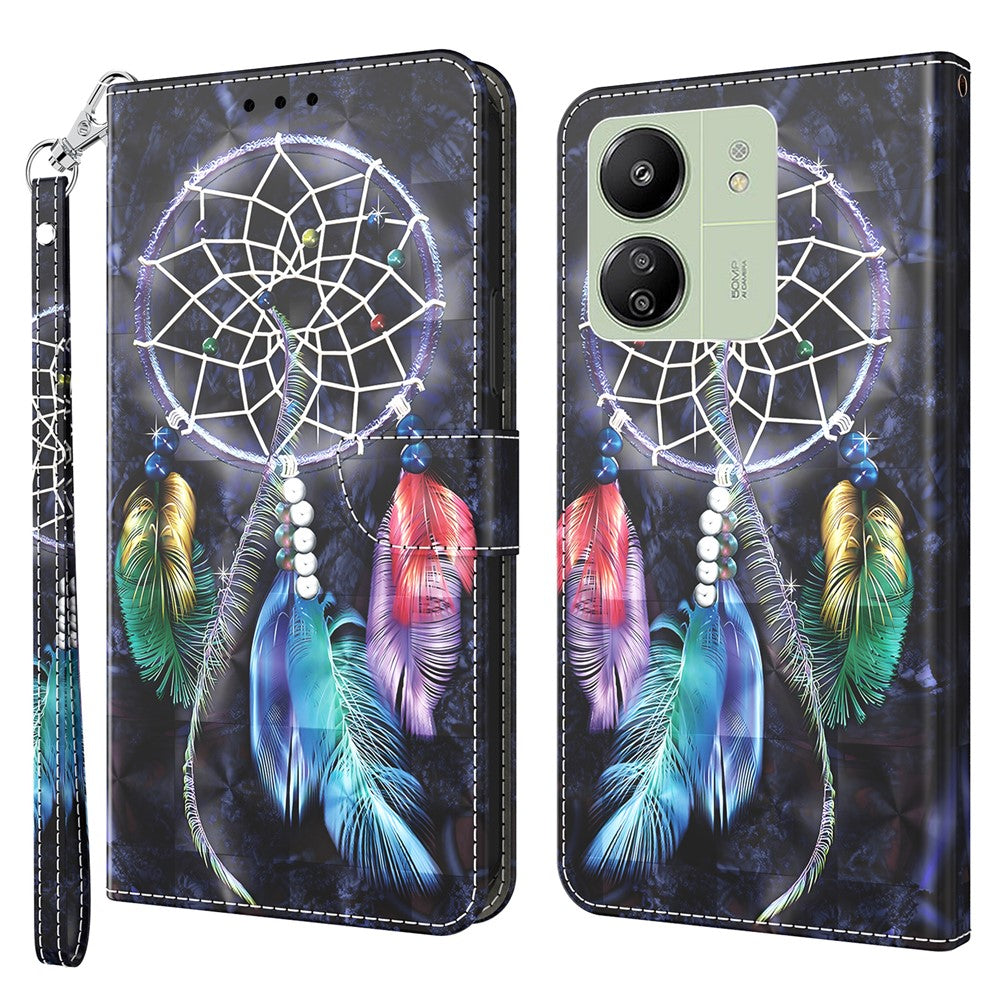 For Xiaomi Redmi 13C 4G / 13C 5G / Poco C65 4G / Poco M6 5G / 13R 5G Magnetic Phone Case 3D Pattern Printing Wallet Cover